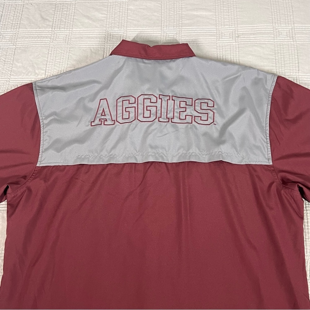 Antigua Button Up Shirt Mens Size Large Maroon Texas A&M Logo AGGIES Spellout